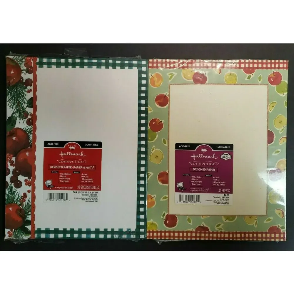 Hallmark connections deluxe designed‎ paper 2 pkgs holiday & apples f12